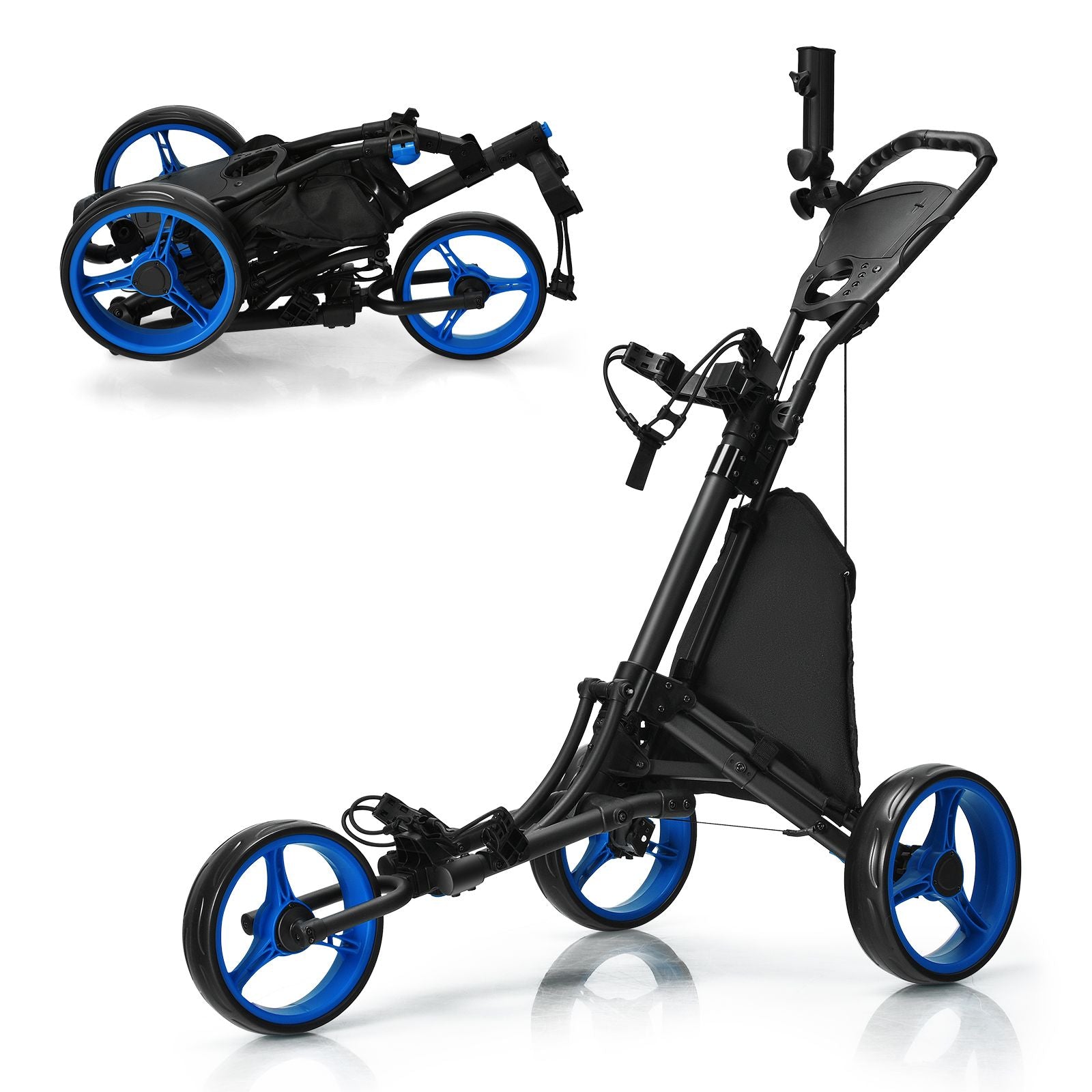 3 Wheel Golf Push Pull Cart with Adjustable Height Handle